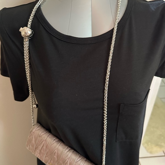 NWOT Chain and clear Plastic Insert shiny silver tone adjustable for long Wallet - Picture 7 of 13